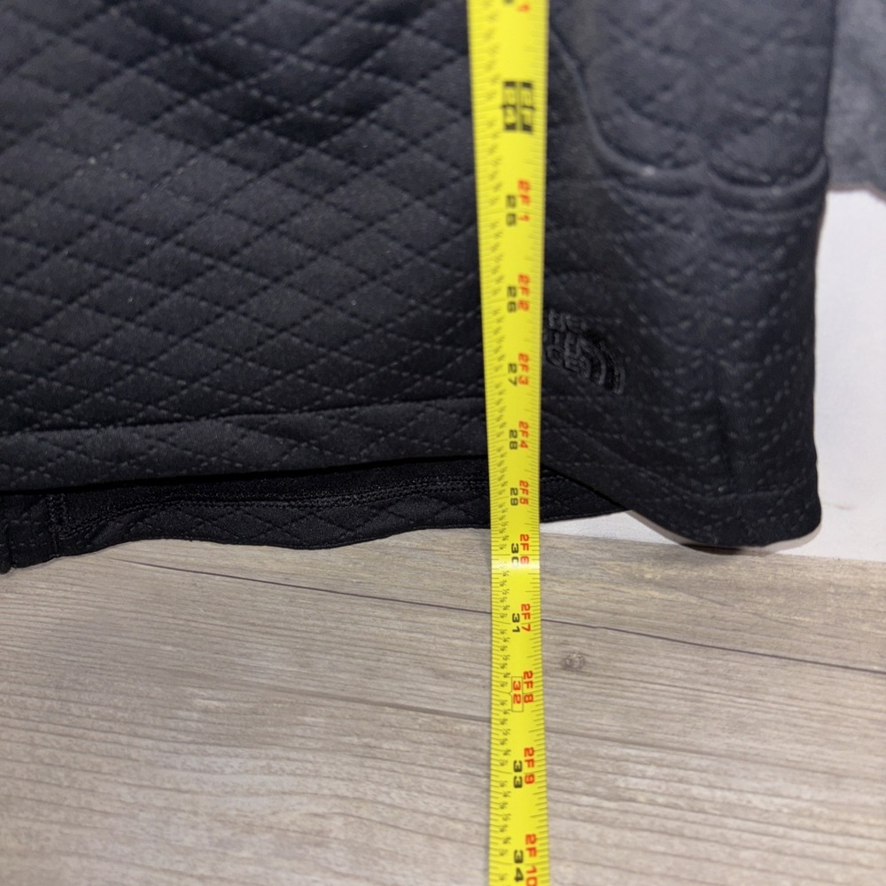 Womens Small The North Face Black Knit Quilted & Fleece Longline Hooded Jacket - Picture 10 of 12